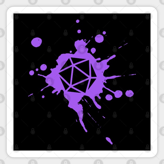 Purple 20 Sided Dice Paint Splatter Spraypaint Dungeons Crawler and Dragons Slayer Tabletop RPG Addict Magnet by dungeonarmory